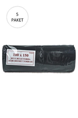 Hantal Boy Çöp Torbası 100 x 150 cm 10 Lu Rulo x 5 Paket = 50 Adet (Siyah)