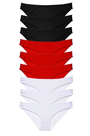 9 adet Süper Eko Set Likralı Kadın Slip Külot Siyah Kırmızı Beyaz mudanis