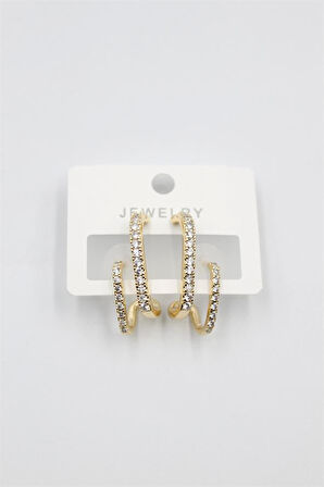 Taşlı Küpe - Altın