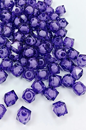 Küp Boncuk İçten Boncuklu Bileklik Çanta Boncuğu 10 mm 50 gr Eflatun - BNC458