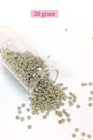 Dökme Cam Kum Boncuk (8/0) 3 mm - 20 Gram - Parlak Gümüş - BNC147 - 5'li Paket