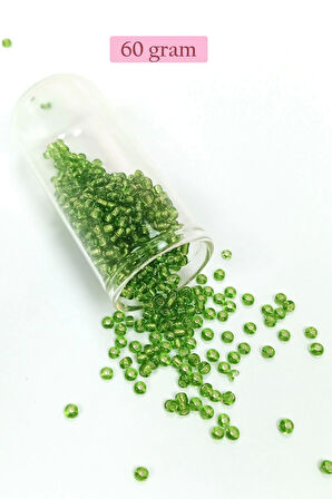 Dökme Cam Kum Boncuk (8/0) 3 mm - 60 Gram - Şeffaf Çimen Yeşili - BNC195