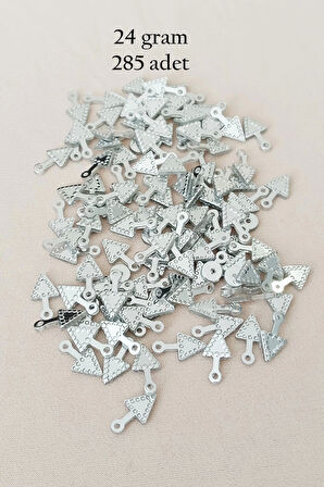 Oya Abiye Bileklik Kolye Pleksi Metalik Plastik Pul Gümüş Renk 24 gram 285 adet - BNC565