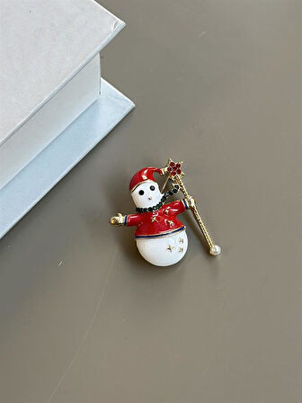 Kardan Adam Broş - Kırmızı