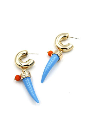 Fildişi Halka Küpe - Mavi