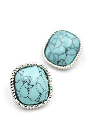 Turkauz Taşlı Küpe - Gümüş