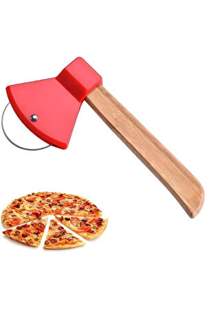 Pizza Kesici Bambu Saplı Balta Görünümlü Oval Kesici Royaleks-RA-311