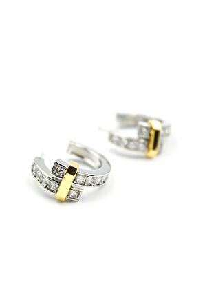 Taşlı Halka Küpe - Gümüş