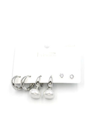 Çoklu İncili Küpe - Gümüş