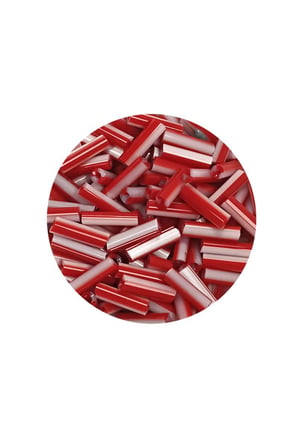 Uzun Boru Kesme Boncuk Çap 2mm Uzunluk 10 mm - 20 Gram - Kırmızı Beyaz - BNC239 - 5'li Paket