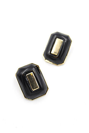 Dikdörtgen Küpe - Siyah