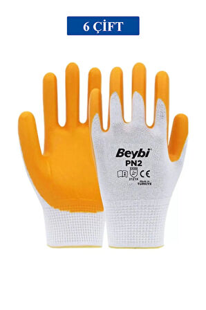 Pn2 Sarı Iş Eldiveni Polyester No:10 Örme Nitril Beybi Royaleks Group - 6 Çift