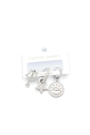 3'lü Yıldız Küpe - Gümüş