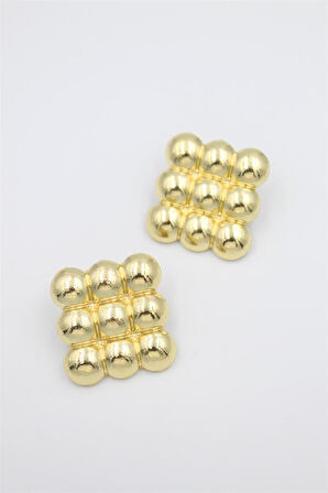 Metal Kare Küpe - Altın