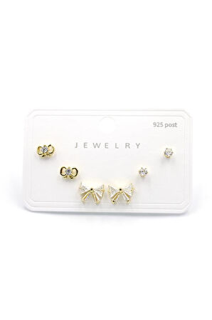 Çoklu Taşlı Küpe - Altın