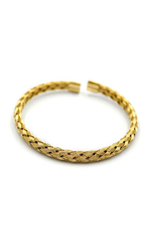 Örgü Çelik Bilezik - Altın