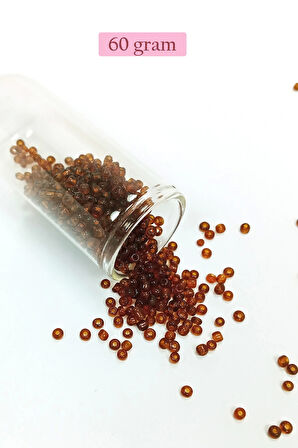 Dökme Cam Kum Boncuk (8/0) 3 mm - 60 Gram - Şeffaf Koyu Kahve - BNC200