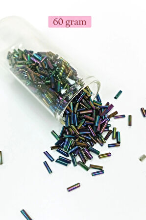 Uzun Boru Kesme Boncuk Çap 2mm Uzunluk 10 mm - 60 Gram - Mavi Yeşil - BNC269