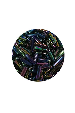 Uzun Boru Kesme Boncuk Çap 2mm Uzunluk 10 mm - 60 Gram - Mavi Yeşil - BNC269