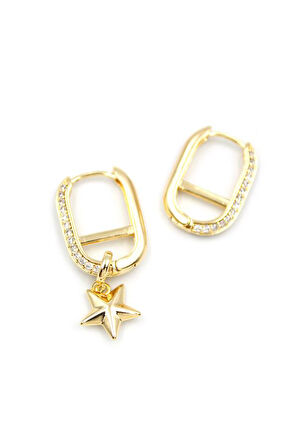 Halka Yıldız Küpe - Altın