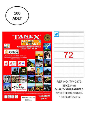 Tanex Tw-2172 Lazer Etiket 35X23 Mm 100 Lü