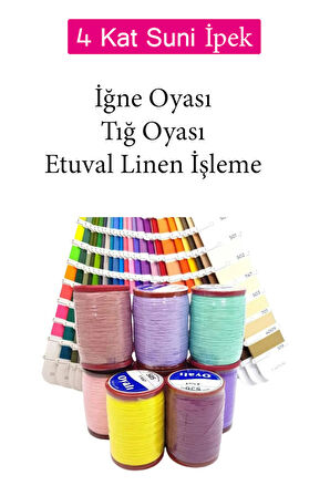 Oyalı 4 Kat Suni İpek İplik İğne Oyası Boncuk İpi Tığ Oyası No:76