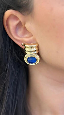 Taşlı Küpe - Mavi