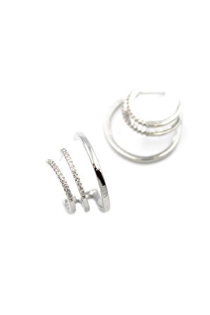 Çoklu Halka Küpe - Gümüş