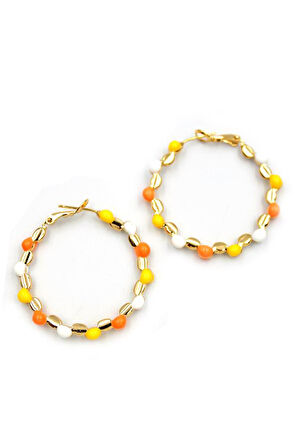 Mineli Halka Küpe - ÇOK RENKLİ