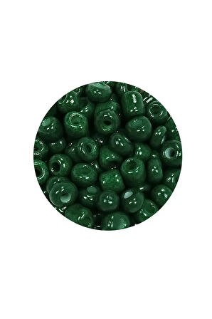 Dökme Cam Kum Boncuk Büyük Boy (6/0) 4 mm - 60 Gram - Koyu Yeşil - BNC140