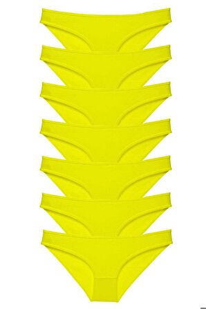 TOPTANBULURUM 7 adet Süper Eko Set Likralı Kadın Slip Külot Sarı
