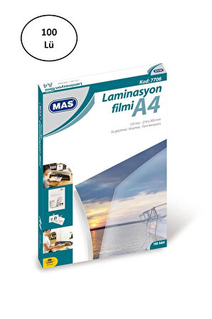 Mas 7706 A4 125 Micron 100 Adet Laminasyon Filmi