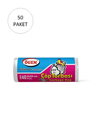 Küçük Boy Çöp Torbası 40 x 50 cm 40 Lı Rulo x 50 Paket = 2.000 Adet (Şeffaf)