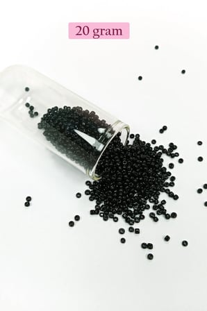 Dökme Cam Kum Boncuk (11/0) 2 mm - 20 Gram -  Siyah - BNC010 - 5'li Paket