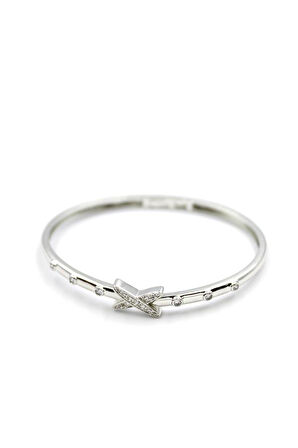 Taşlı Vip Bilezik - Gümüş