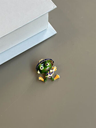 Şarkıcı Kurbağa Broş - Yeşil