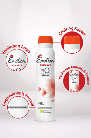 2 Adet Emotion Romance Kadın Vegan Deodorant 150 Ml Hızlı Kurur, Leke Bırakmaz