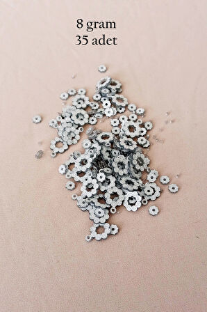 Oya Abiye Bileklik Kolye Pleksi Metalik Plastik Pul Gümüş Renk 8 gram 35 adet - BNC501