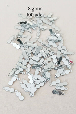 Oya Abiye Bileklik Kolye Pleksi Metalik Plastik Pul Gümüş Renk 8 gram 100 adet - BNC508