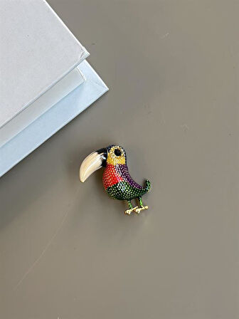 Tukan Kuşu Broş - Fuşya