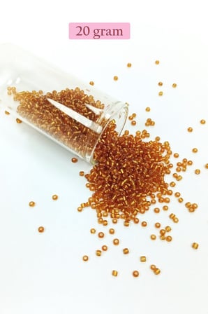 Dökme Cam Kum Boncuk (11/0) 2 mm - 20 Gram -  Koyu Bal Rengi - BNC035 - 5'li Paket