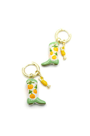 Çizme Küpe - Yeşil