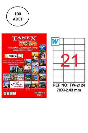 Tanex Tw-2124 Lazer Etiket 70X42 Mm 100 Lü