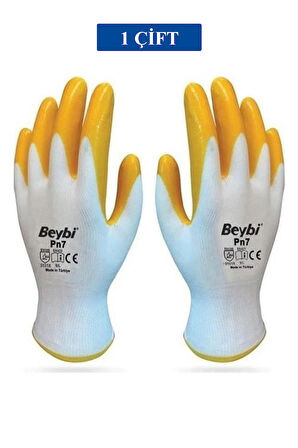 Pn7 Sarı Iş Eldiveni Polyester Örme Nitril Beybi No:10 Royaleks Group - 1 Çift