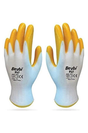Pn7 Sarı Iş Eldiveni Polyester Örme Nitril Beybi No:10 Royaleks Group - 1 Çift