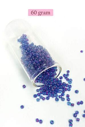 Dökme Cam Kum Boncuk (8/0) 3 mm - 60 Gram - Şeffaf Mavi - BNC190