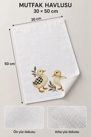 Valerine Life El Kurulama Havlusu 30x50cm Mutfak, Fırın için Pamuklu Emici Yavru Vakvaklar