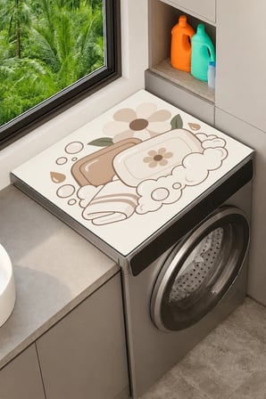 Valerine Life Çamaşır Kurutma Makinesi Üstü Düzenleyici Matı Sıvı Geçirmez Örtü Sabun Köpüğü