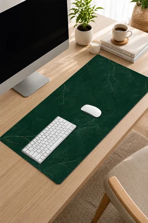 SonicTouch Klavye Mousepad 32x70cm Dikişsiz Pürüzsüz Sıvı Geçirmez Kaymaz Taban Altın Yapraklar