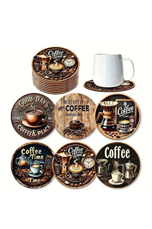 Valerine Life Ev Ofis Çay Fincan Bardak Altlığı 10x10cm Yıkanabilir Kaymaz 6'lı Deri Coaster Seti